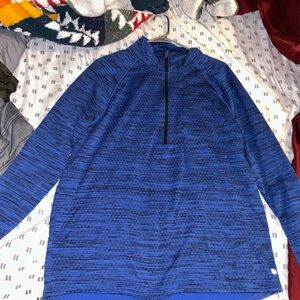 Xersion Men's Blue and Black Patterned Zip-Up Sweater